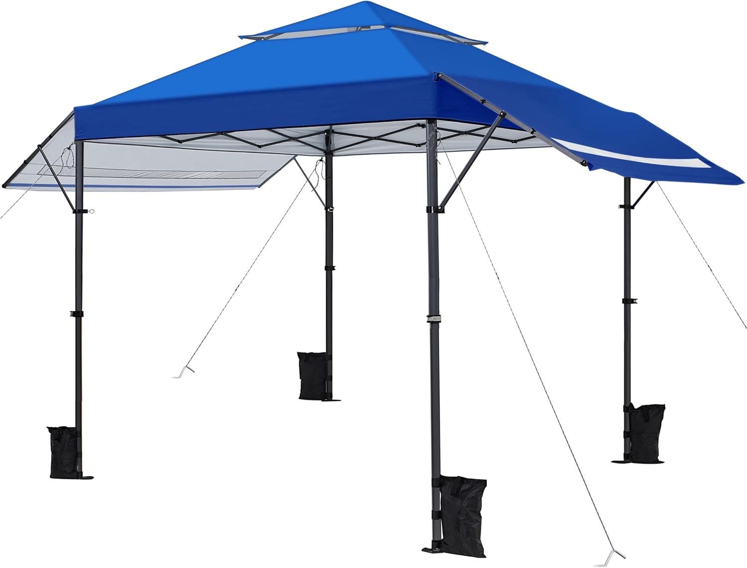 Topeakmart 10x17 Pop-up Gazebo Canopy 2-Tiered with Tilt Angle-Adjustable Double Awnings, Single-Person Setup Instant Canopy, Perfect for 12-18 People