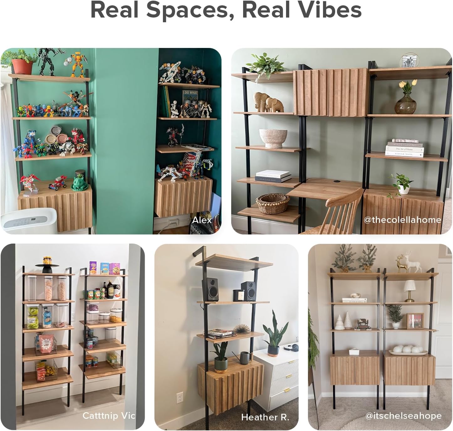 mopio Norwin 4 Piece Entertainment Center with Storage, 70' TV Stand, Industrial Modern Television Accent Cabinet, Oak Wood Media Console Table with 5-Tier Shelf Bookcase (5-Tier Cabinet Set)
