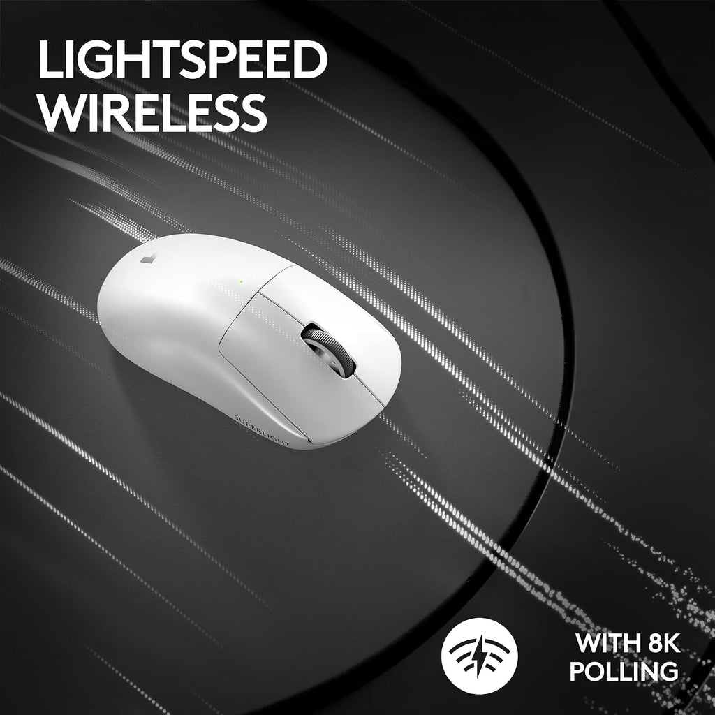 Logitech PRO X Superlight 2 Wireless Gaming Mouse, White | Ultra-Lightweight, Hero 2 Sensor, 44k DPI, 5 Programmable Buttons, Lightspeed Wireless, PC/Mac | with Signature Series Charging Dock