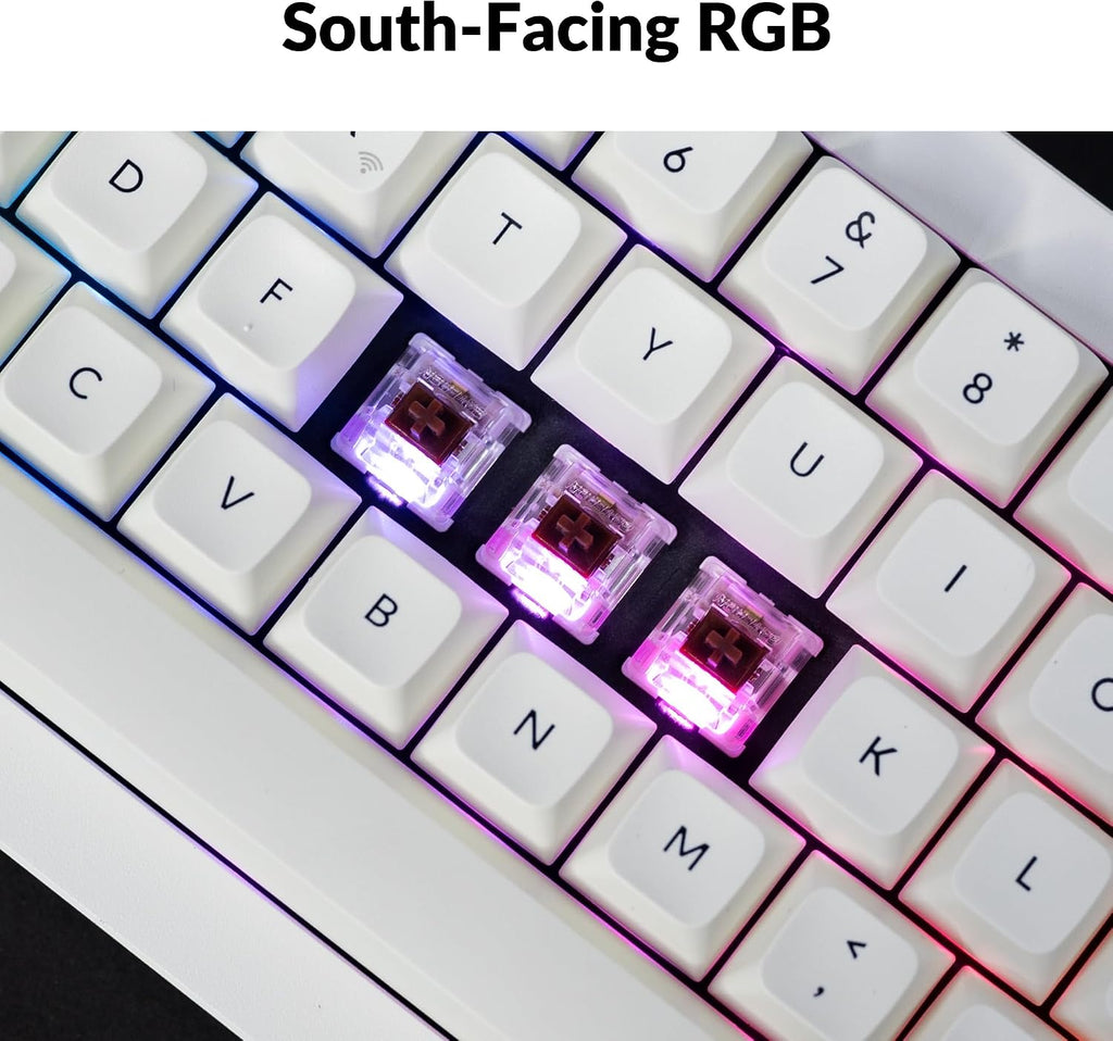 Keychron Q2 Max Wireless Custom Mechanical Gaming Keyboard, QMK/VIA Programmable Knob 2.4 GHz/Bluetooth 5.1/Wired, 65% Compact RGB Hot-Swap with Gateron Brown Switch for Mac Windows Linux - White