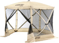 CLAM Venture 9' x 9' Pop-Up Screen Tent – Tan Portable 5-Sided Outdoor Gazebo Canopy with Mesh Netting, Carry Bag, Stakes & Tie-Downs – Instant Setup Shelter for Camping, Picnics & Events