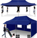 COBIZI 10x20 Pop Up Canopy Tent with Awning,Heavy Duty Canopy UPF 50+ All Season Wind Waterproof Commercial Outdoor Street Vendors Party Tents for Parties Canopy with Roller Bag(10 x 20 ft Dark Blue)
