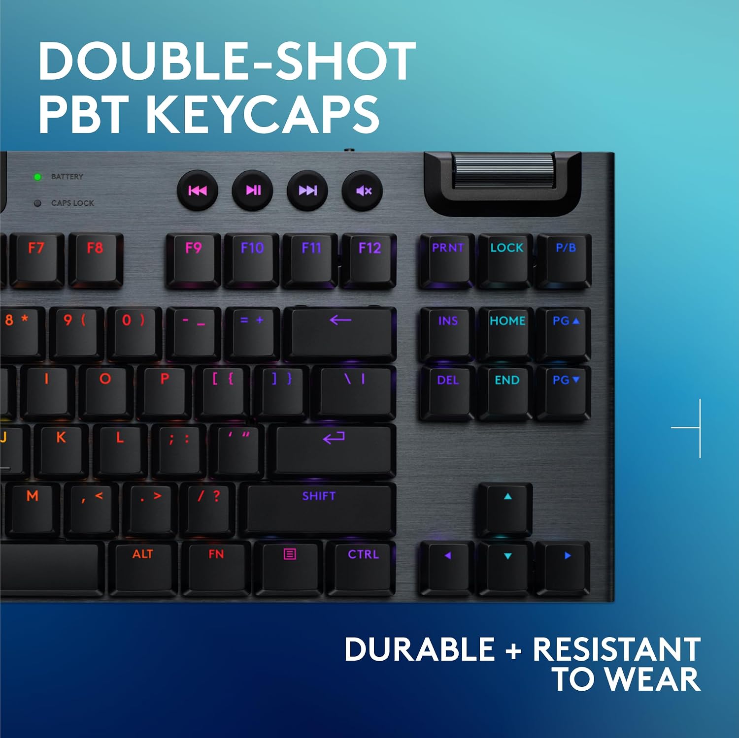 Logitech G915 X Lightspeed TKL Low-Profile Wireless Gaming Keyboard, Double-Shot PBT Keycaps, Fully Programmable Keys, RGB Backlighting, Sleek Aluminum Finishing, GL Red Linear - PC/Mac - Black