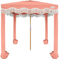 AMMSUN Beach Cabana with Fringe, 7' x 7' Boho Beach Canopy with Tassels, Easy Set up & Premium Wood Pole, Cabana Tent with Sand Pockets, Instant Sun Shade for Sand, Garden, Patio, Coral Pink