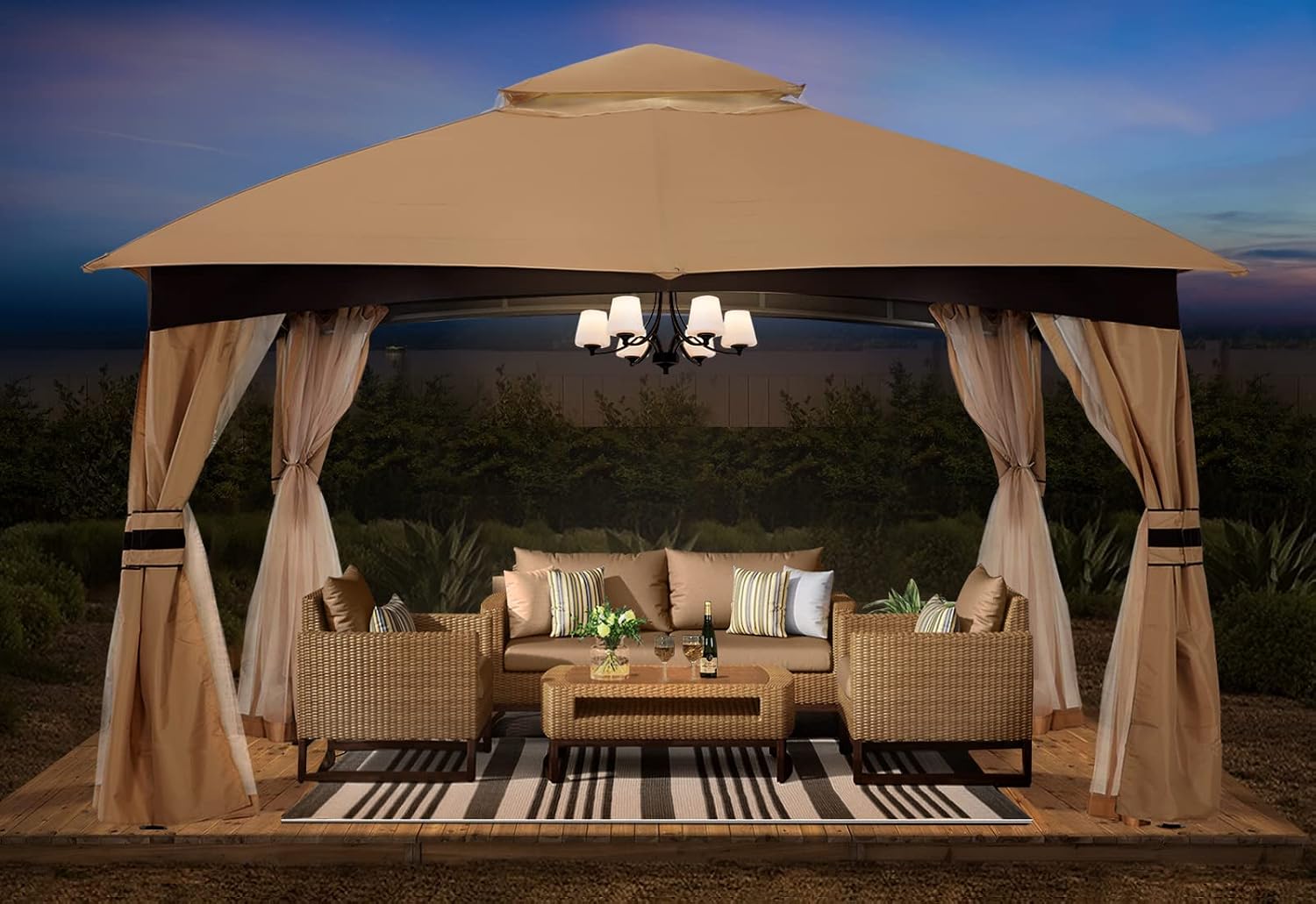 ABCCANOPY 10x10 Outdoor Gazebo - Patio Gazebo with Mosquito Netting, Outdoor Canopies for Shade and Rain for Lawn, Garden, Backyard & Deck (Beige)