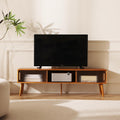 Baveke Bamboo TV Stand Entertainment Center tv Console, Mid-Century Modern Television Stand for 55-65 inch TVs, Wood TV Stand with Storage, Tv Stands for Living Room, Bedroom and Home Decor, Brown