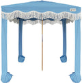AMMSUN Beach Cabana with Fringe, 7' x 7' Boho Beach Canopy with Tassels, Easy Set up & Premium Wood Pole, Cabana Tent with Sand Pockets, Instant Sun Shade for Sand, Garden, Patio, Blue