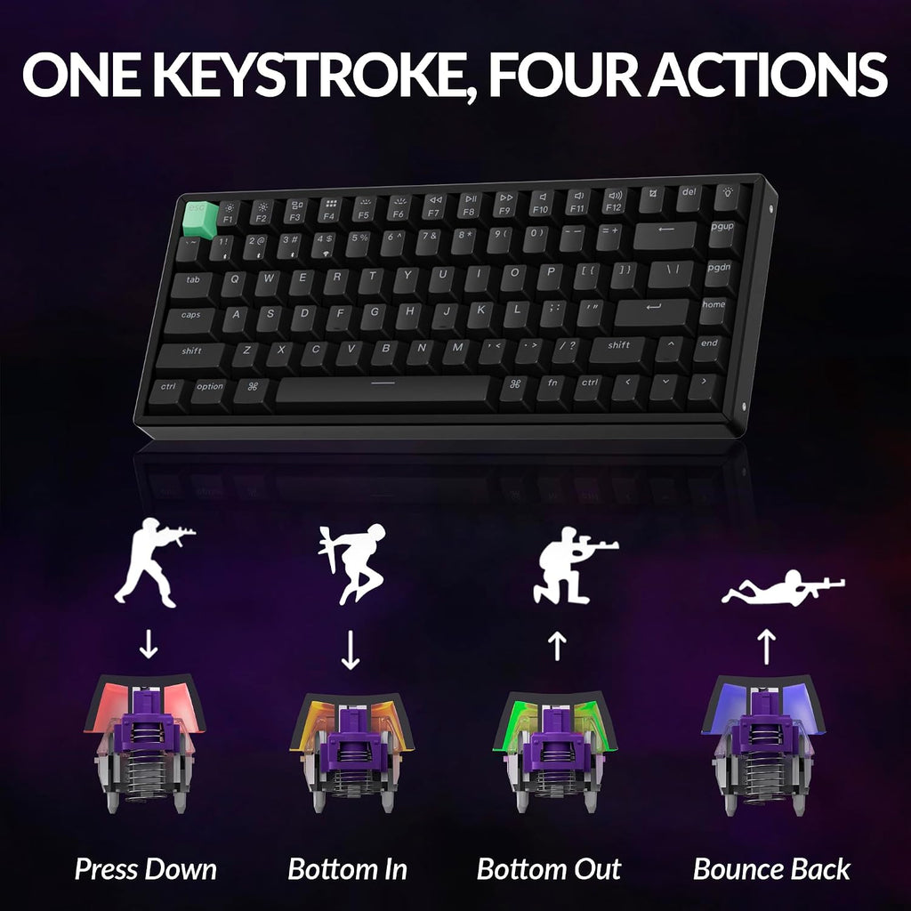 Keychron K2 HE Rapid Trigger Wireless Custom Keyboard with Hall Effect Gateron Double-Rail Magnetic Switch, QMK 2.4 GHz Bluetooth 5.2 RGB Compatible with Mac Windows Linux - Aluminum