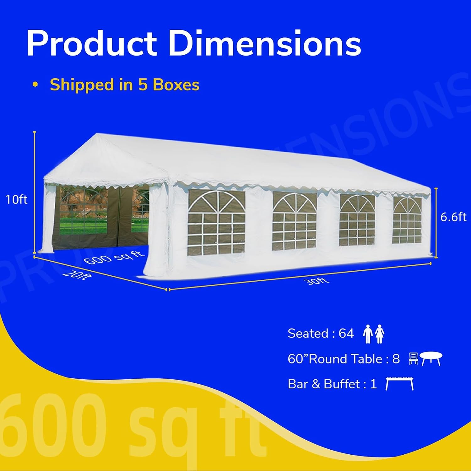 Party Tent 20x30 Heavy Duty Outdoor Commercial Event Tent, Ultimate Large Wedding Tent Carport Shelter Canopy with Removable Sidewall Windows, Elegant White Gazebo Perfect for Dream Weddings
