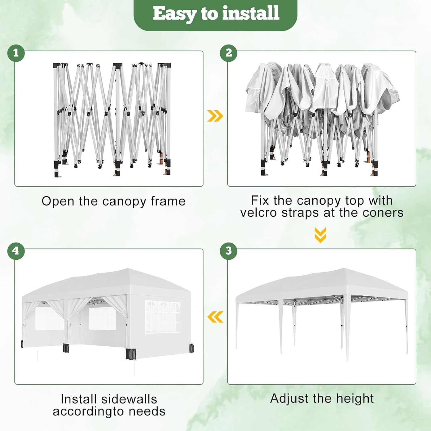 10X20Ft Pop Up Wedding Party Tent with 6 Sidewalls - Heavy Duty Commercial Outdoor Canopy, Waterproof Gazebo Canopy Tent, Canopy All Season with Storage Bag, White