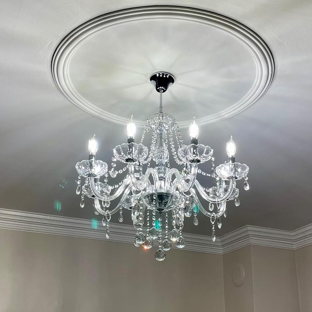 Crystal Chandeliers Candle Chandeliers Contemporary Elegant 8 Lights Dining Room Light Fixture LED Chandeliers Pendant Celing Lamp for Living Room, Bedroom, Gazebo