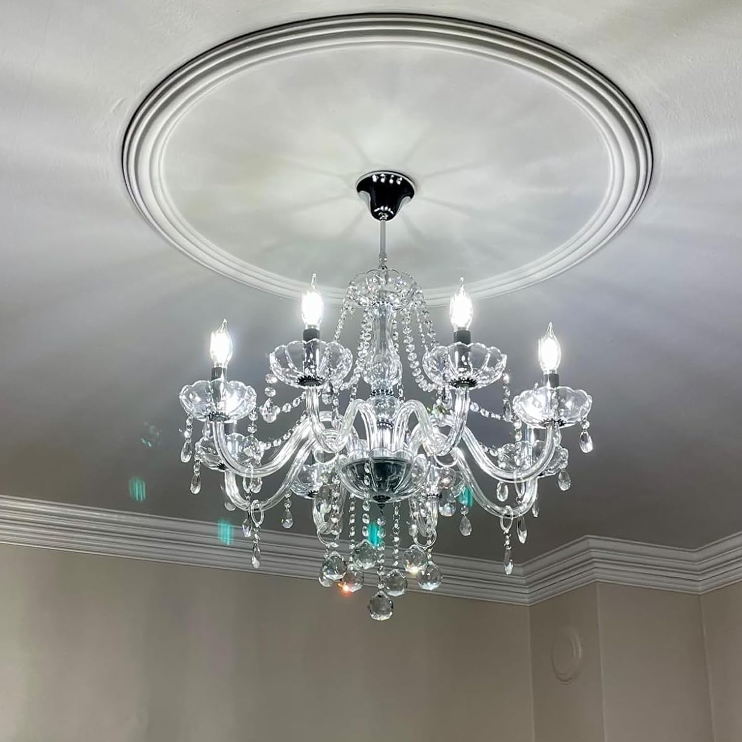 Crystal Chandeliers Candle Chandeliers Contemporary Elegant 8 Lights Dining Room Light Fixture LED Chandeliers Pendant Celing Lamp for Living Room, Bedroom, Gazebo