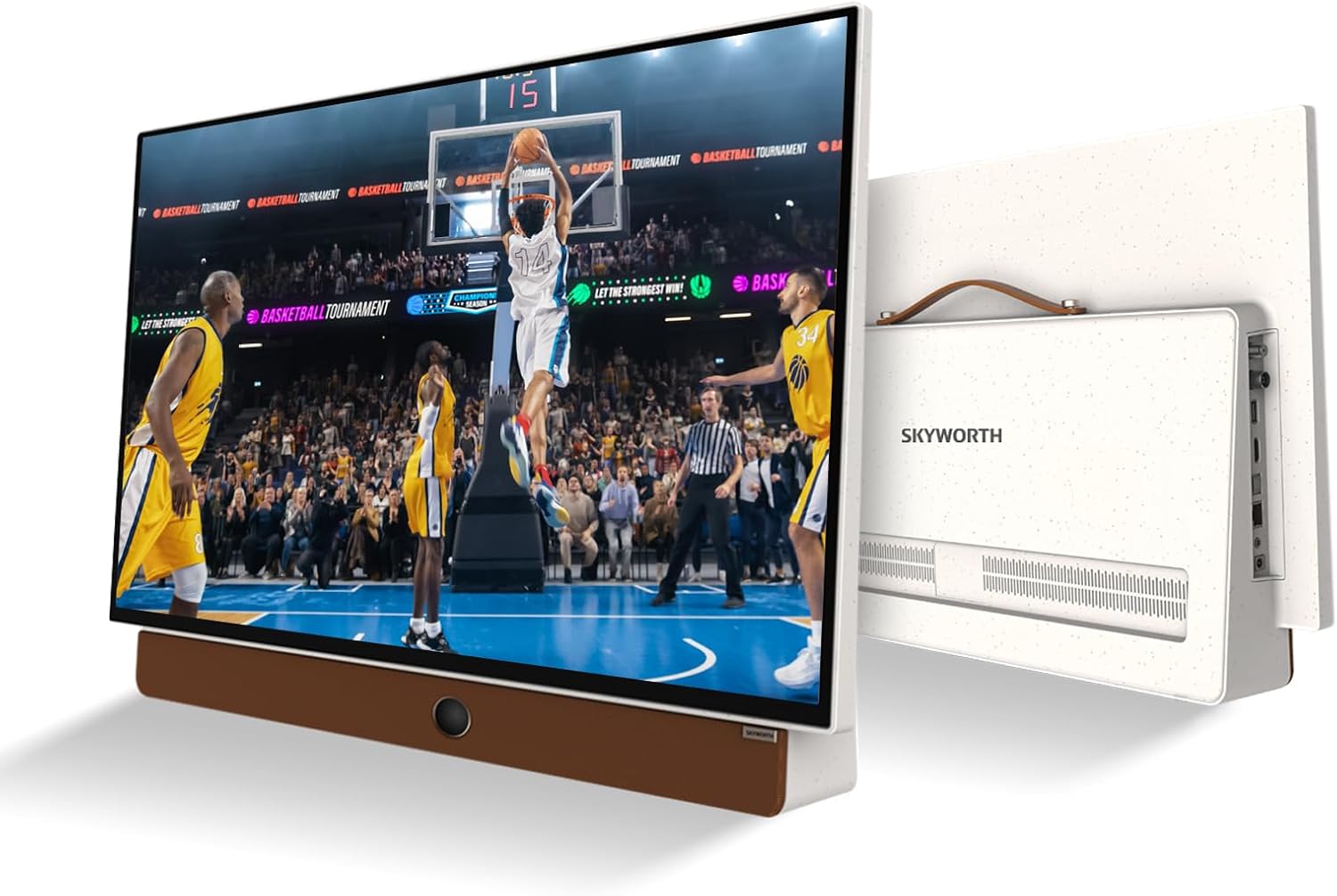 Skyworth 24-Inch Portable Smart TV with Protective Case, Battery Powered Outdoor TV, 1080P FHD, Google TV, HDR10, Dolby Audio, Chromecast, Ideal for Soccer, Sports, Football Game Day Bundle