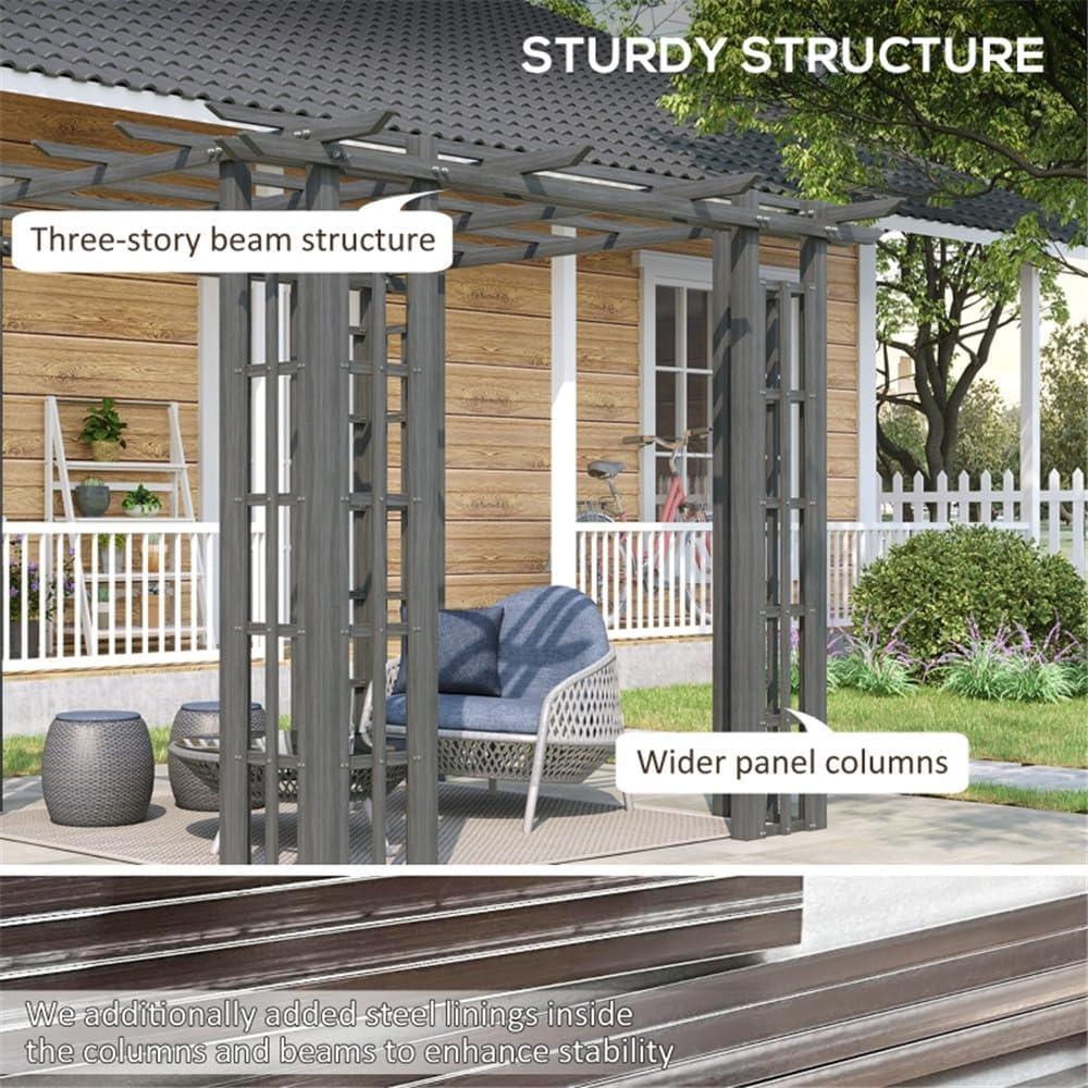 9 x 9 ft Backyard Pergola Quality Gazebo Pavilion for Garden Deck Patio Outdoor Pergola Grape Trellis Grill Gazebo, Strong Sturcture,Snow and Wind Supported(Grey)