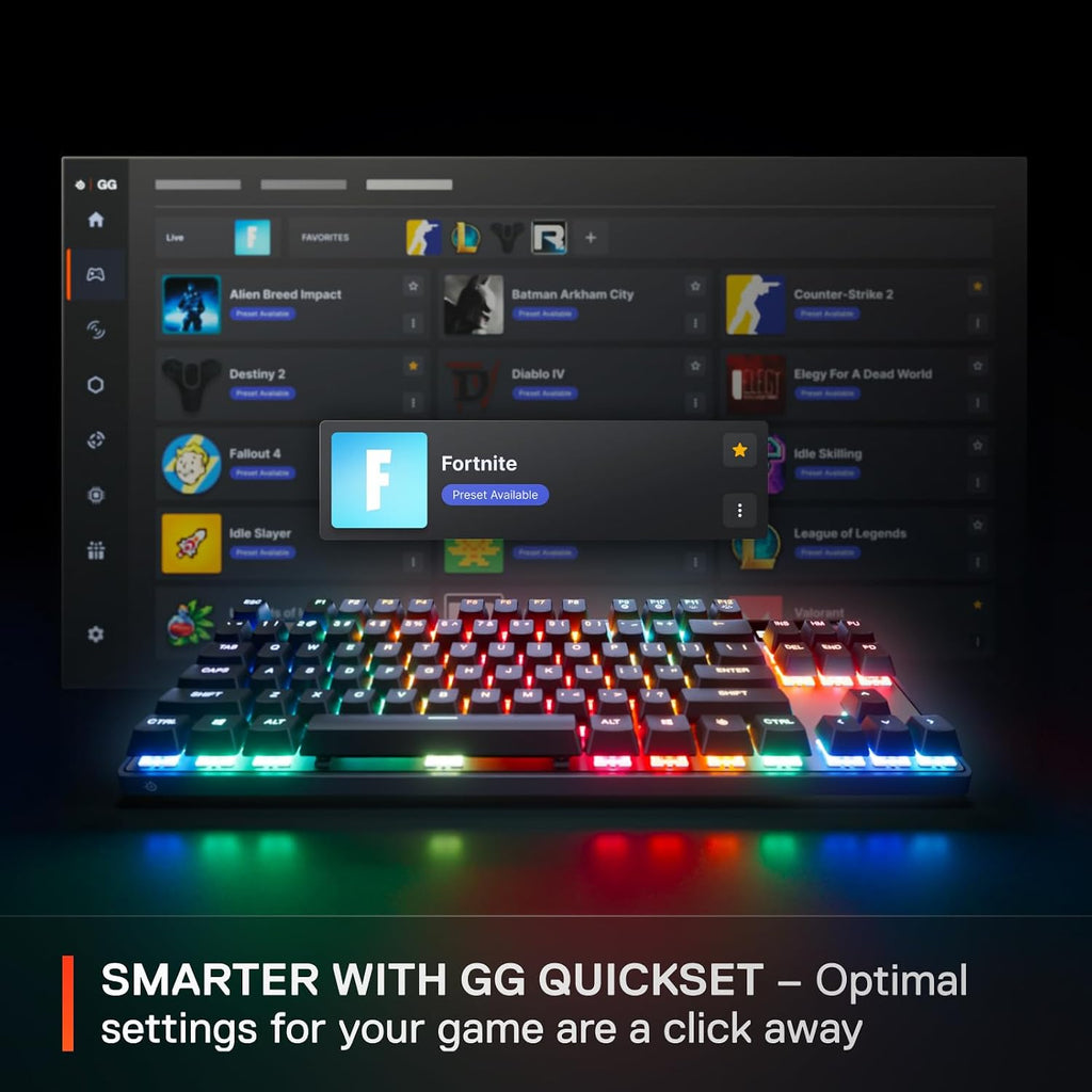 SteelSeries Apex Pro TKL Wireless Gen 3 OmniPoint 3.0 HyperMagnetic Switches — Adjustable Actuation — Rapid Trigger — Game-Ready Presets — Protection Mode — Rapid Tap/SOCD — Dual Wireless — OLED