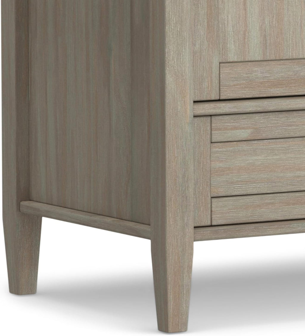 SIMPLIHOME Warm Shaker TV Stand - 47 inch Wide Solid Wood Media Console in Distressed Grey, Transitional Entertainment Center for TVs up to 50 Inches with 2 Cabinets, 2 Drawers, and Cord Management