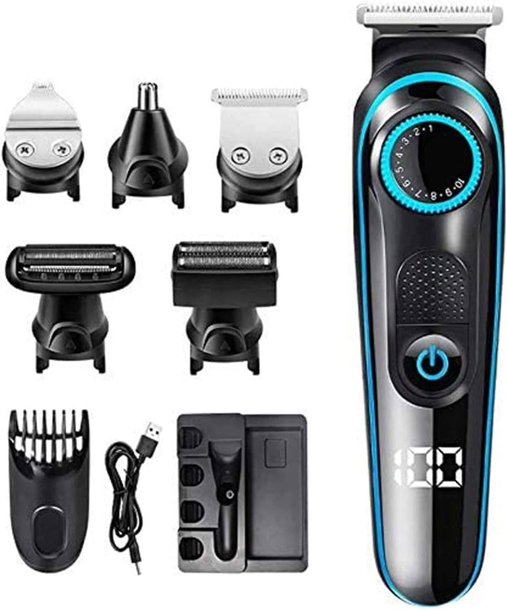 Electric Razor for Men, 6 in 1 Rechargeable Waterproof IPX7 Electric Shaver, Electric Shaver with Precision Trimmer, Hair Clippers,Rechargeable, Wet & Dry Shaver with Easy Clean