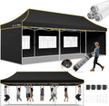 Hoteel 10x30 Pop Up Canopy Tent Heavy Duty with 5 Sidewalls, Waterproof Party Tent, Easy Set-up Commercial Instant Tents with Roller Bag & Sandbags, Hexagonal Leg (1-Year Warranty)