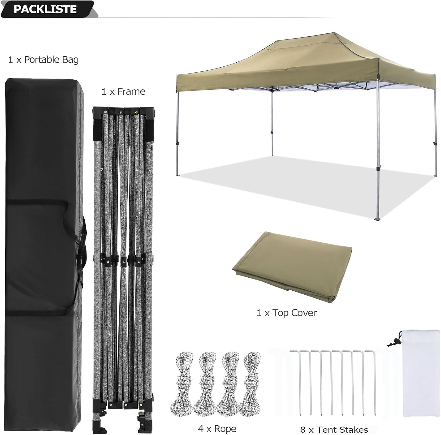 COBIZI 10x15 Pop Up Canopy Without Sidewall,Heavy Duty Canopy UPF 50+ All Season Wind Waterproof Commercial Outdoor Wedding Party Tents for Parties Gazebo with Carry Bag(10 x 15 ft Khaki)