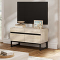 WAMPAT Modern TV Stand for 26-40 Inch TVs, Wood Entertainment Center with Metal Base Storage Cabinets, Media TV Console for Living Room, Light Oak, 1Pcs