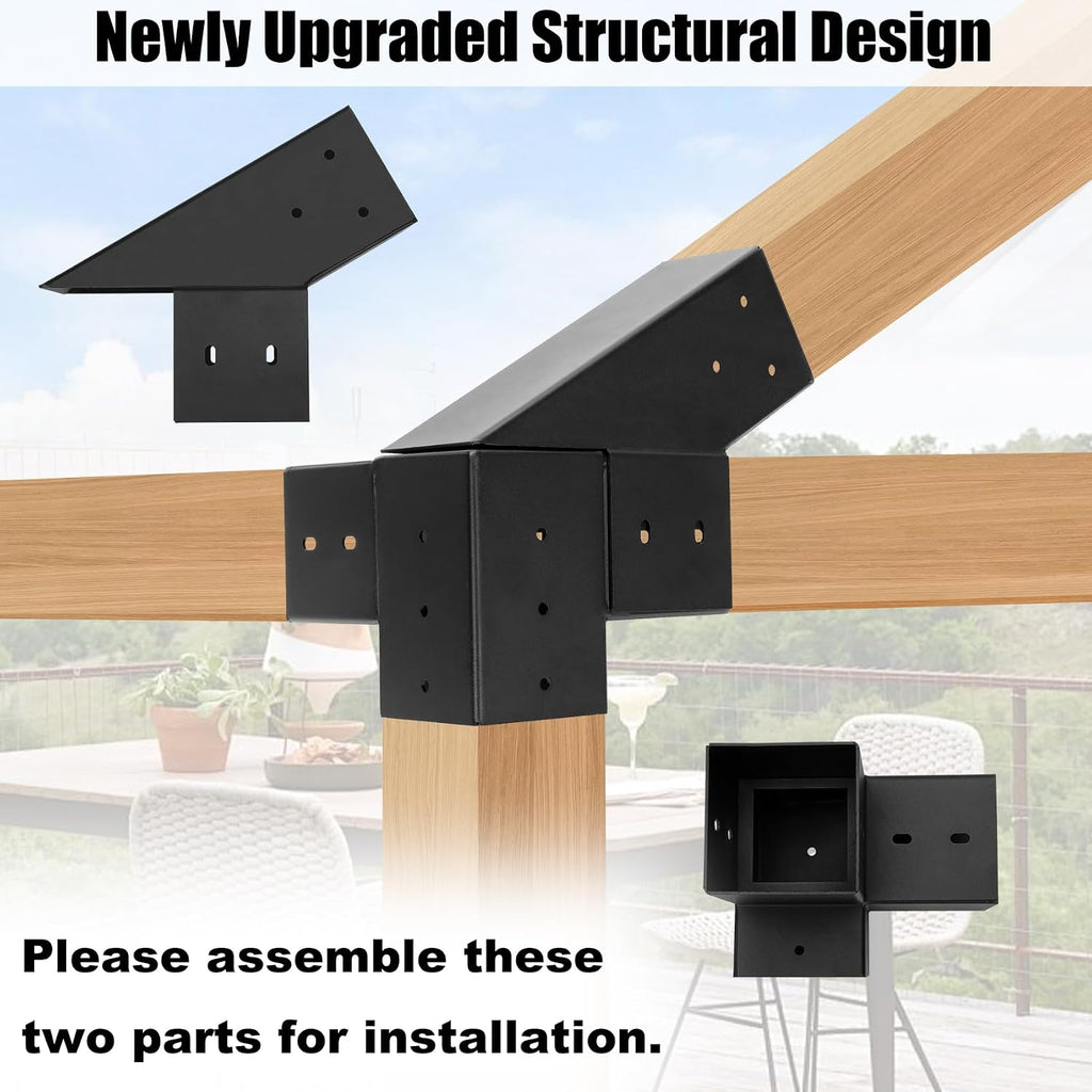 30° Slanted Pergola Whole-Set Kit for 4' x 4' Wood Pergola, Easy to Install, Weather - Resistant Bracket Kit for Carports, Gardens & More (14 Pcs)