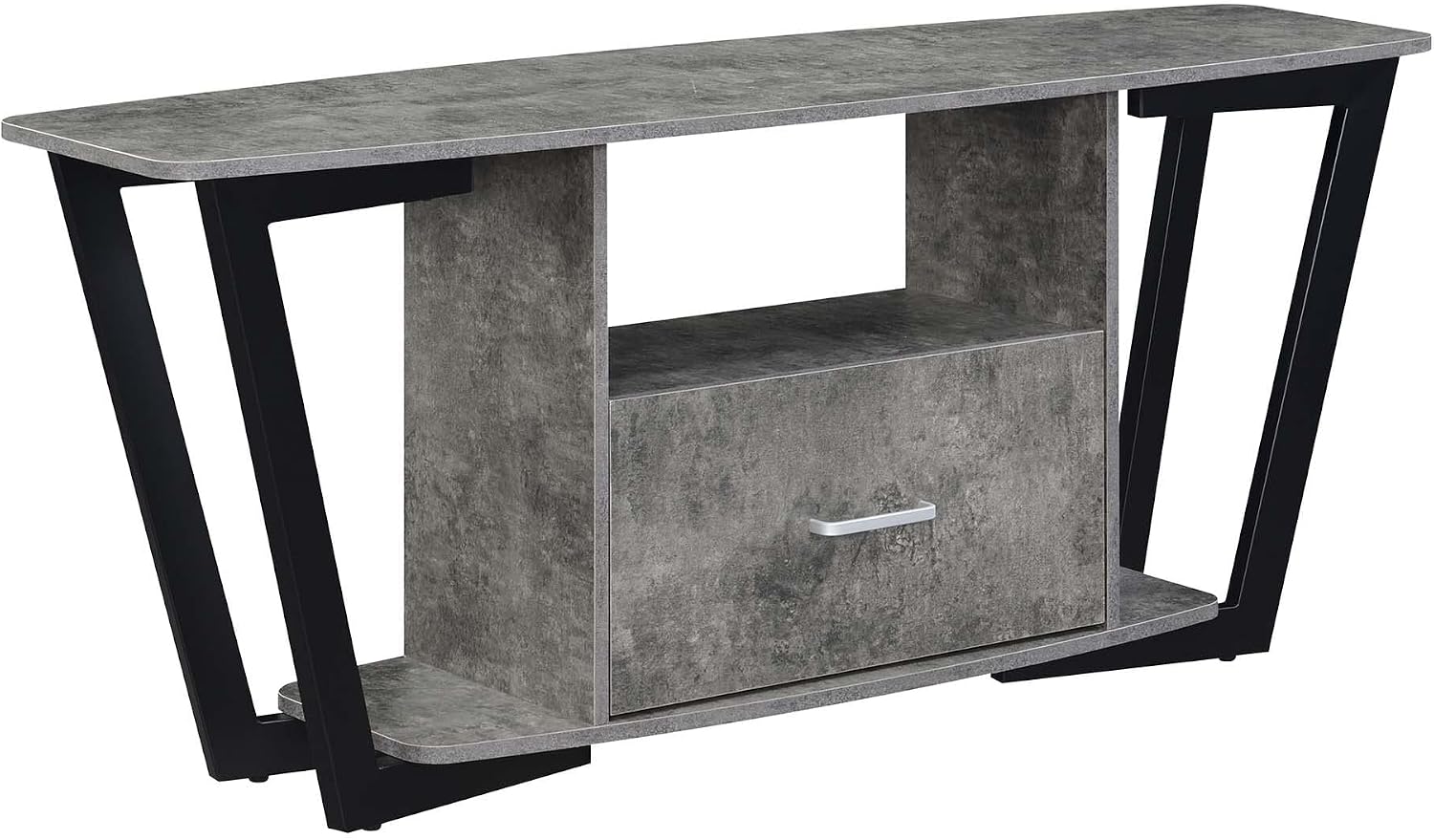 Convenience Concepts Graystone TV Stand 59.25' - Modern Entertainment Center for TVs up to 65', Industrial Media Console with Storage Drawer & Shelves for Living & Family Room, Cement/Black