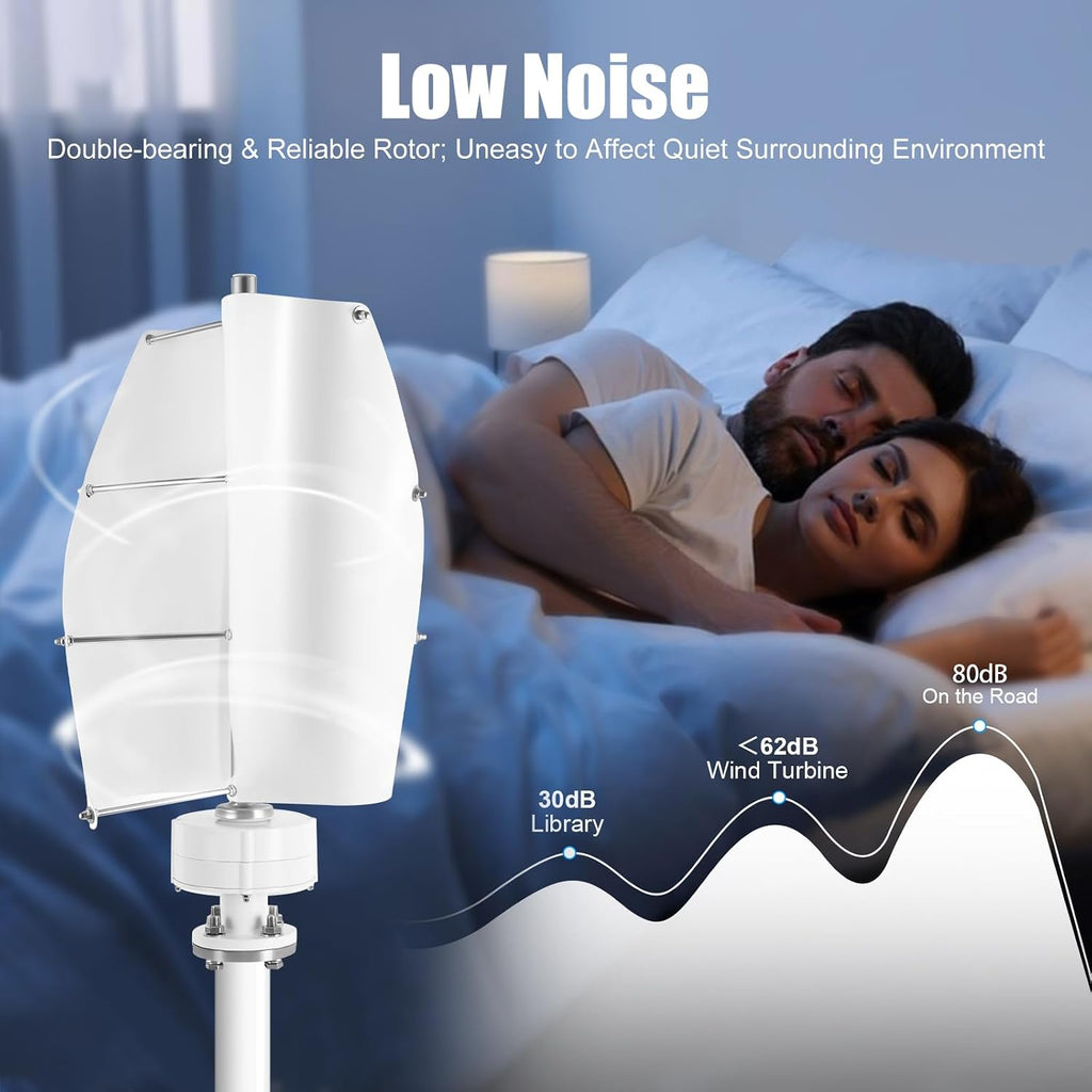 100W Vertical Axis Wind Turbine Generator, Permanent Magnet Generator with Intelligent Controller, Low Noise Helical Design Windmill for Home, Boats, Street Lighting