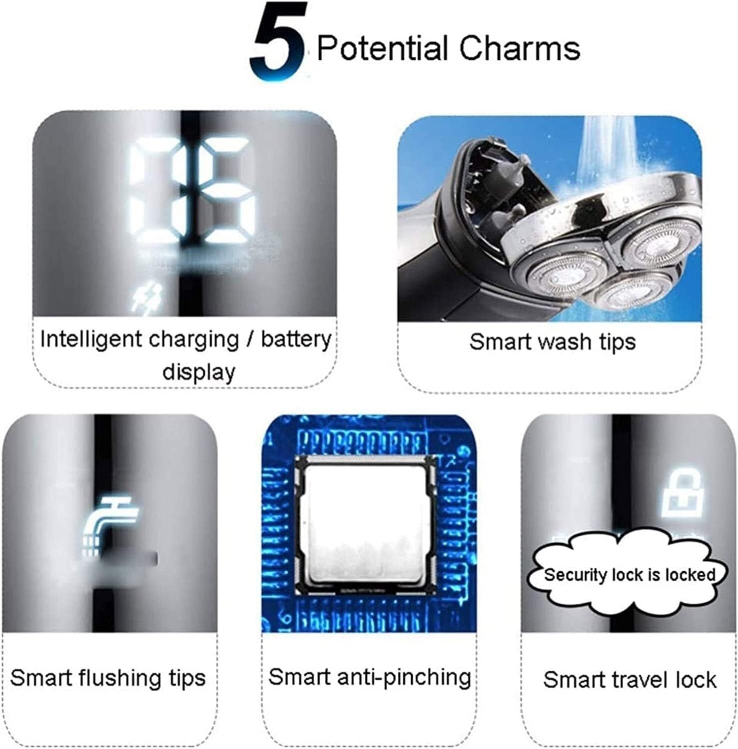 Electric Shavers for Men, Mens Electric Razor,Dry Wet Waterproof Man Rotary Shaver,Portable Facial Cordless Shaver USB Rechargeable with Led Display (Color : Silver)(Brown)