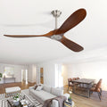 CACI Mall 60' Ceiling Fan no Light, Outdoor Ceiling Fans for Patios Without Lights, Remote Control, Solid Wood 3 Blades, Quiet, Indoor Ceiling Fan for Living Room, Patio, Bedroom, Porch, Farmhouse