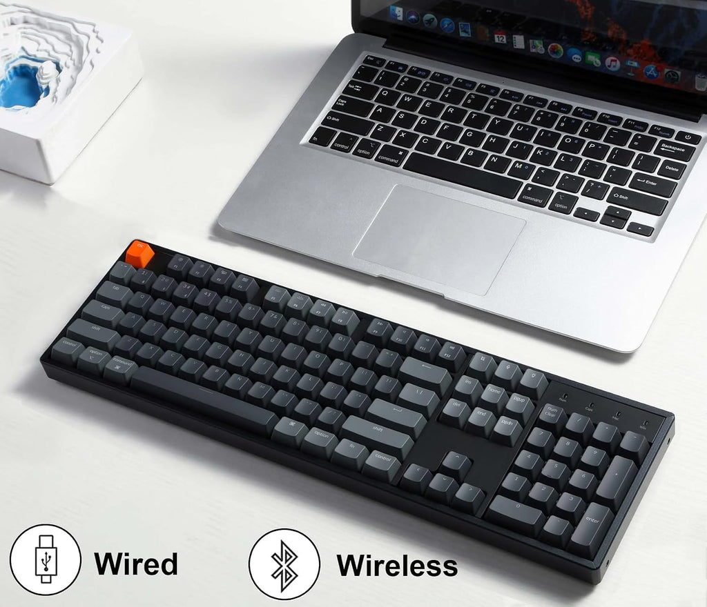 Keychron K10 Full Size Layout 104-Key Wireless Mechanical Keyboard, Hot-Swappable RGB Backlight with Gateron G Pro Brown Switch Aluminum Bluetooth/Wired Gaming Keyboard for Mac Windows