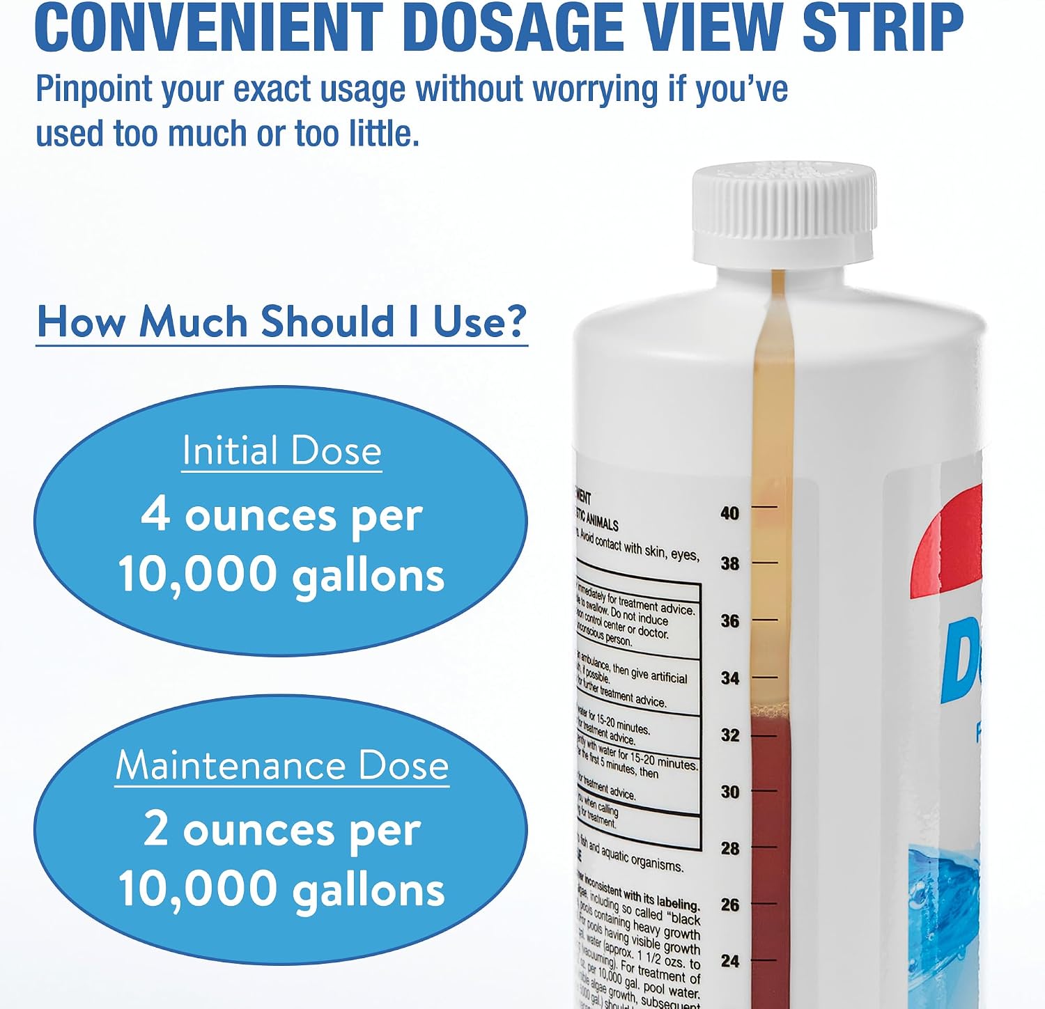 Doheny's Super Algaecide Plus | Pro-Grade | Effective Against Most Algae Types | 7.1% Chelated Copper (Reduces Staining) | Non-Foaming, No Clouding | Safe to Swim After Use | 12 x 40oz Bottles (480oz)