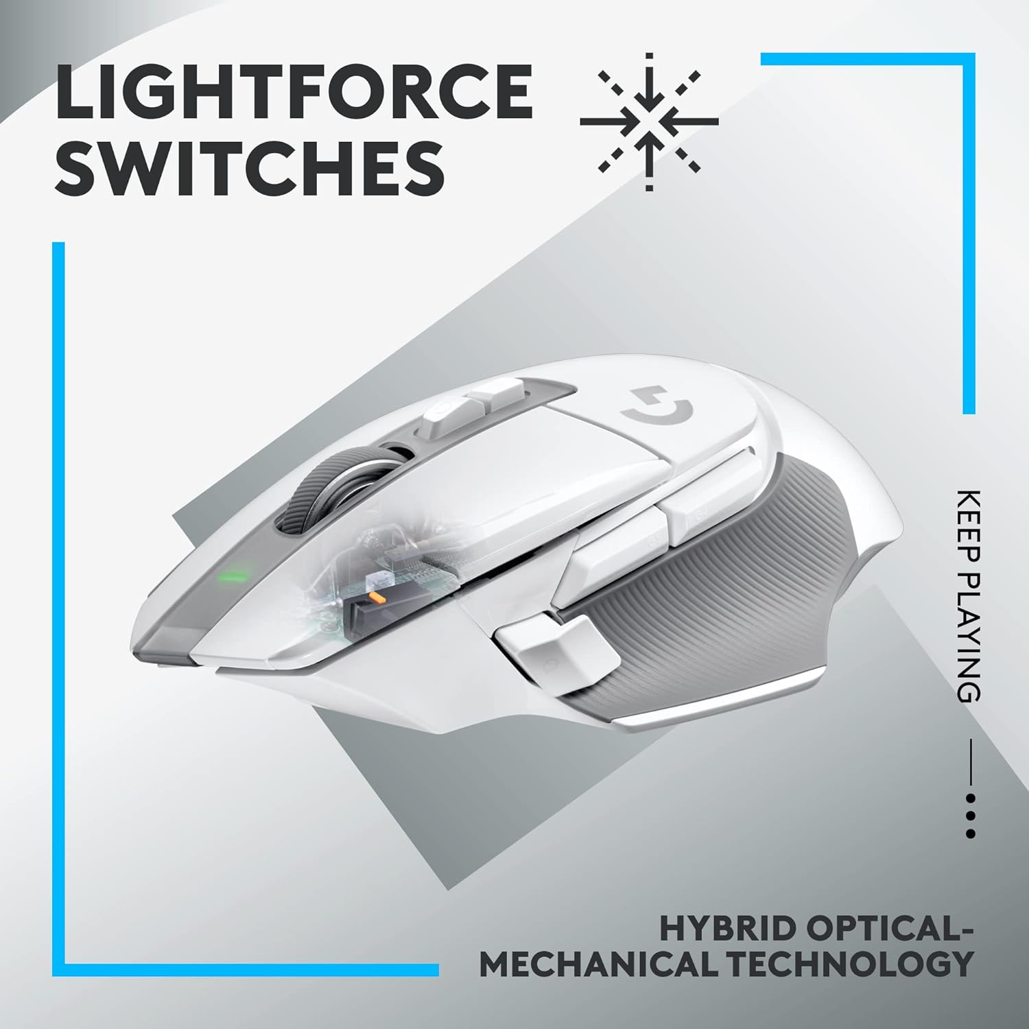 Logitech G502 X Lightspeed Wireless Gaming Mouse, White | Hero Sensor, 25,600 DPI, 13 Programmable Buttons, LIGHTFORCE Switches, Onboard Memory, PC/Mac | with Signature Series Charging Dock