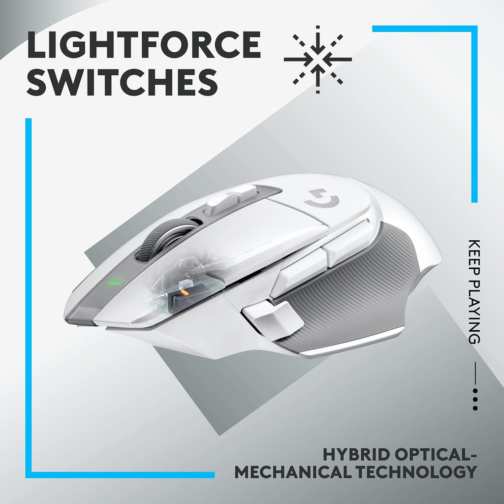 Logitech G502 X Lightspeed Wireless Gaming Mouse: Optical Switches, 13 Buttons, <140 hrs Battery Life & USB-C, Infinite Scroll Toggle, PowerPlay Wireless Charging Capable, for PC/MacOS - White