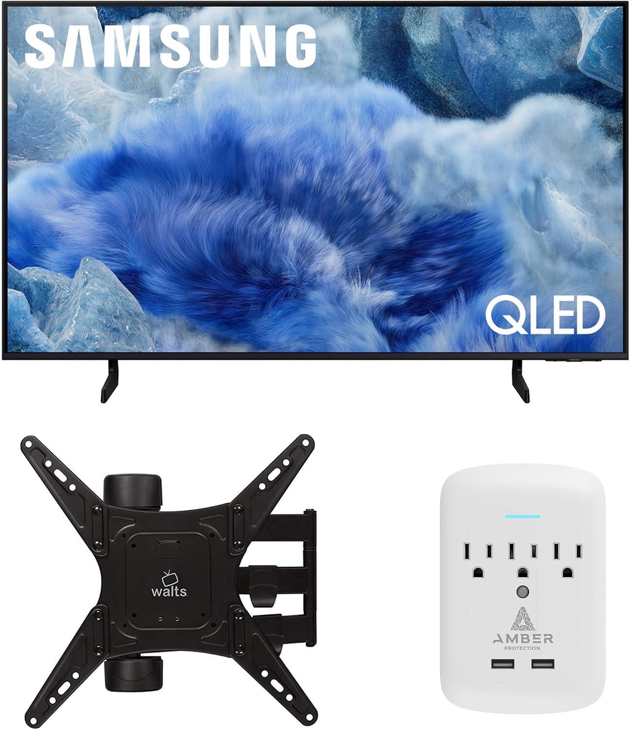 Samsung QN43Q8FAAFXZA 43 Inch Class QLED Q8F 4K Vision AI Smart TV with a Walts Medium Full Motion Mount for 32'-65' TVs and Amber Protection 3-Outlet-Surge Surge Protector (2025)