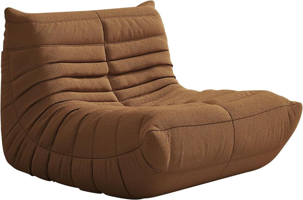 Giant Bean Bag Chair for Adults - Teddy Fleece Fireside Accent Chair with Memory Foam, Comfy Lazy Floor Sofa Couch Boneless Chaise Lounge for Living Room Bedroom Home Theaterr, 1 Seater, Brown