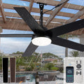 Bella Depot 48' Outdoor Ceiling Fan Black Waterproof Gazebo Fan with Light Smart App Remote Control Hanging Fan for Outside Patios Pergola Tent Plug-in Design Adjustable Brightness (48'- Black)