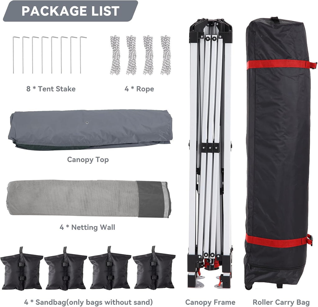 GarveeLife 12 ft x12 ft Gazebo Outdoor Pop up Canopy Tent with Curtains and 144 Square Shelter for Patio,Backyard Party, with Mosquito Netting, 2-Tiered Vented Top (Gray)