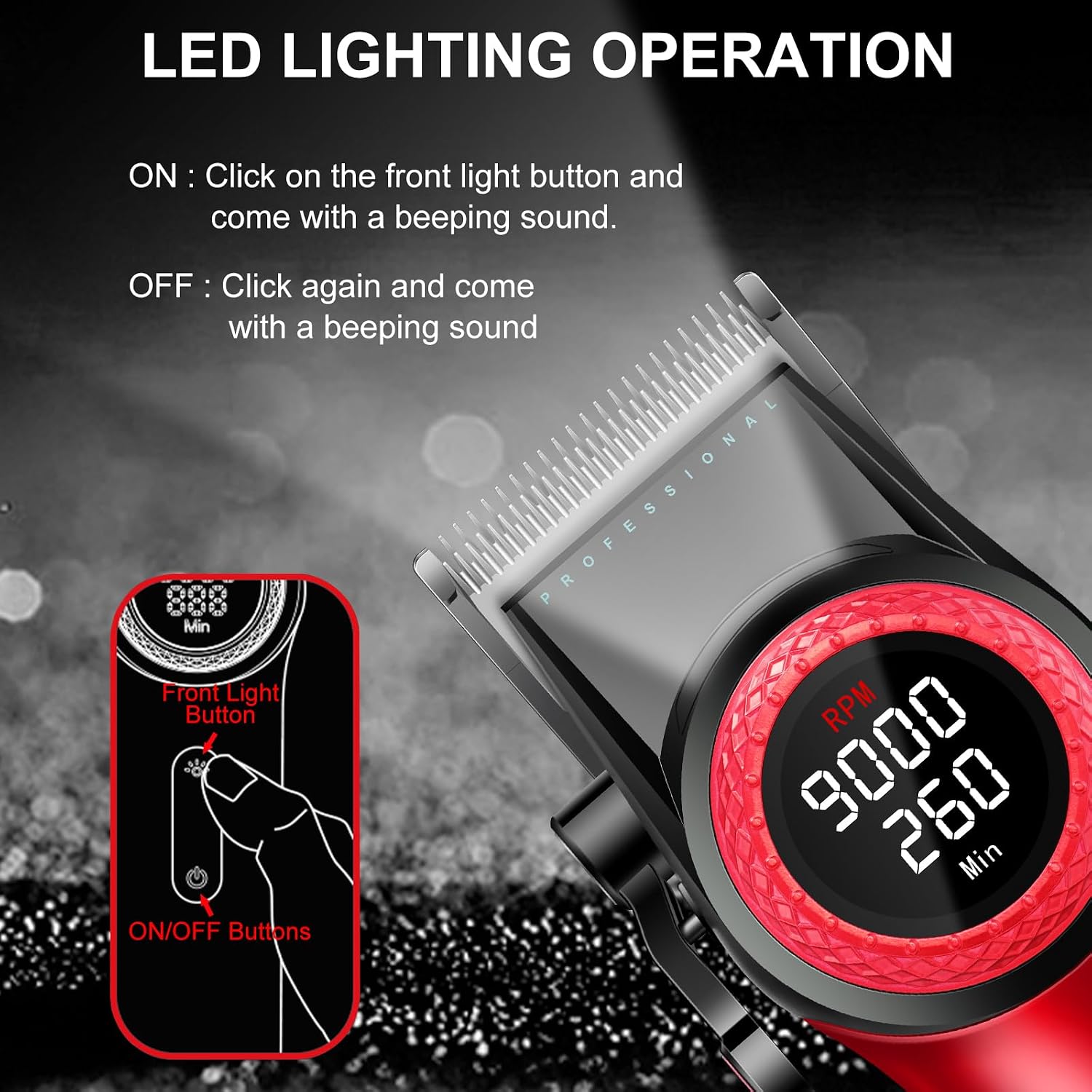 VGR 001 & 977 Professional Hair Clippers for Men, Cordless Barber Clippers and Zero Gap Trimmers Set, DLC Coating Blade Hair Cutting Kit with LED Display, USB Rechargeable Barber Set(Red)