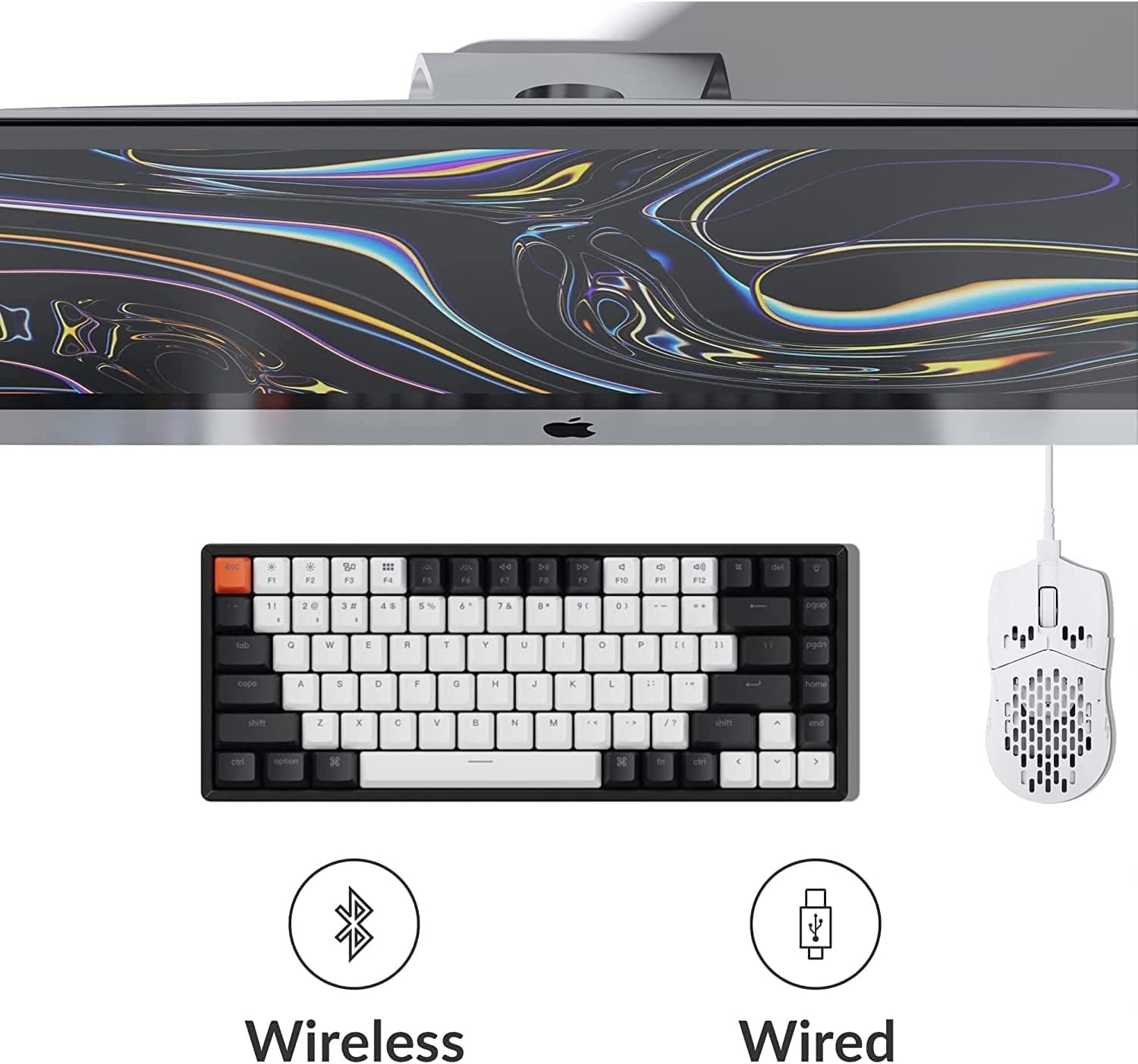 Keychron K2 Wireless Bluetooth/USB Wired Gaming Mechanical Keyboard, Hot-swappable 75% Layout 84 Keys RGB LED Backlight, Aluminum Frame for Mac Windows, Gateron G Pro Brown Switch, Version 2