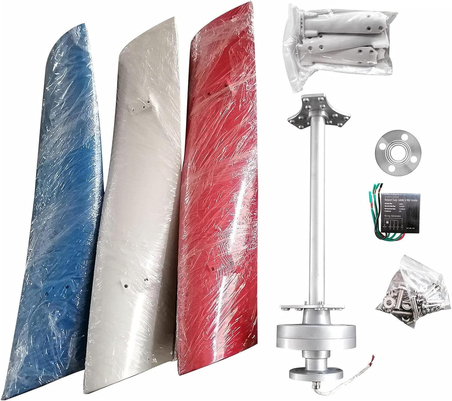 3000W/5000W Wind Turbine Generator,12V 24V 48V with 3 Blades Wind Vertical Turbine Generator Permanent Magnet Generator Wind Turbine Kit for Hybrid Wind Solar,5000W-12V