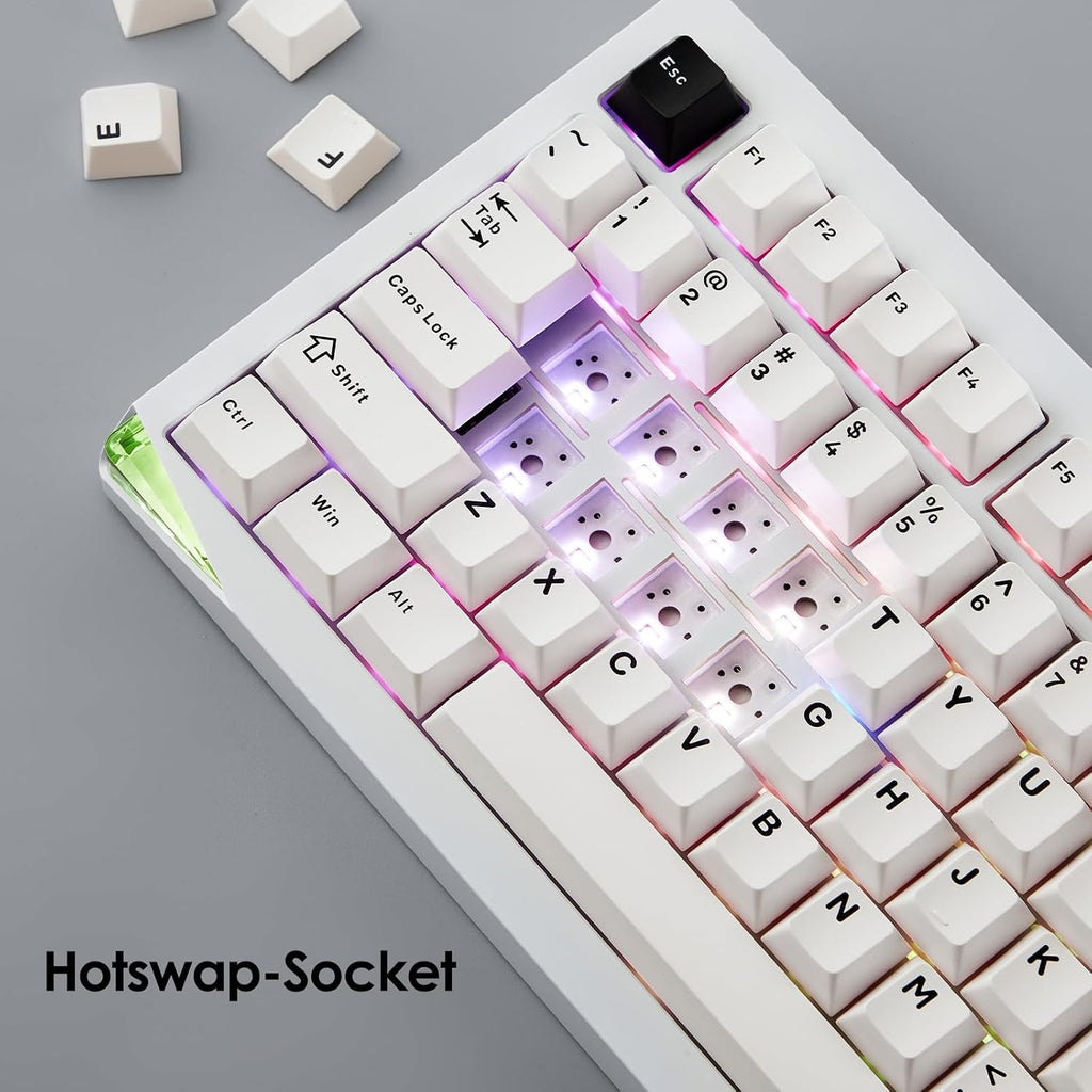 Akko Gem 01 QMK/VIA Aluminum Mechanical Keyboard Tri-Mode RGB Hot-swappable Wireless Gaming Keyboard, Black on White, Pre-lubed Mirror Switch
