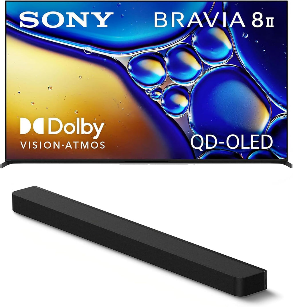 Sony K55XR80M2 55 Inch Bravia 8 QD-OLED 4K HDR Google TV with a HT-A8000 BRAVIA Theater Bar Soundbar (2025)