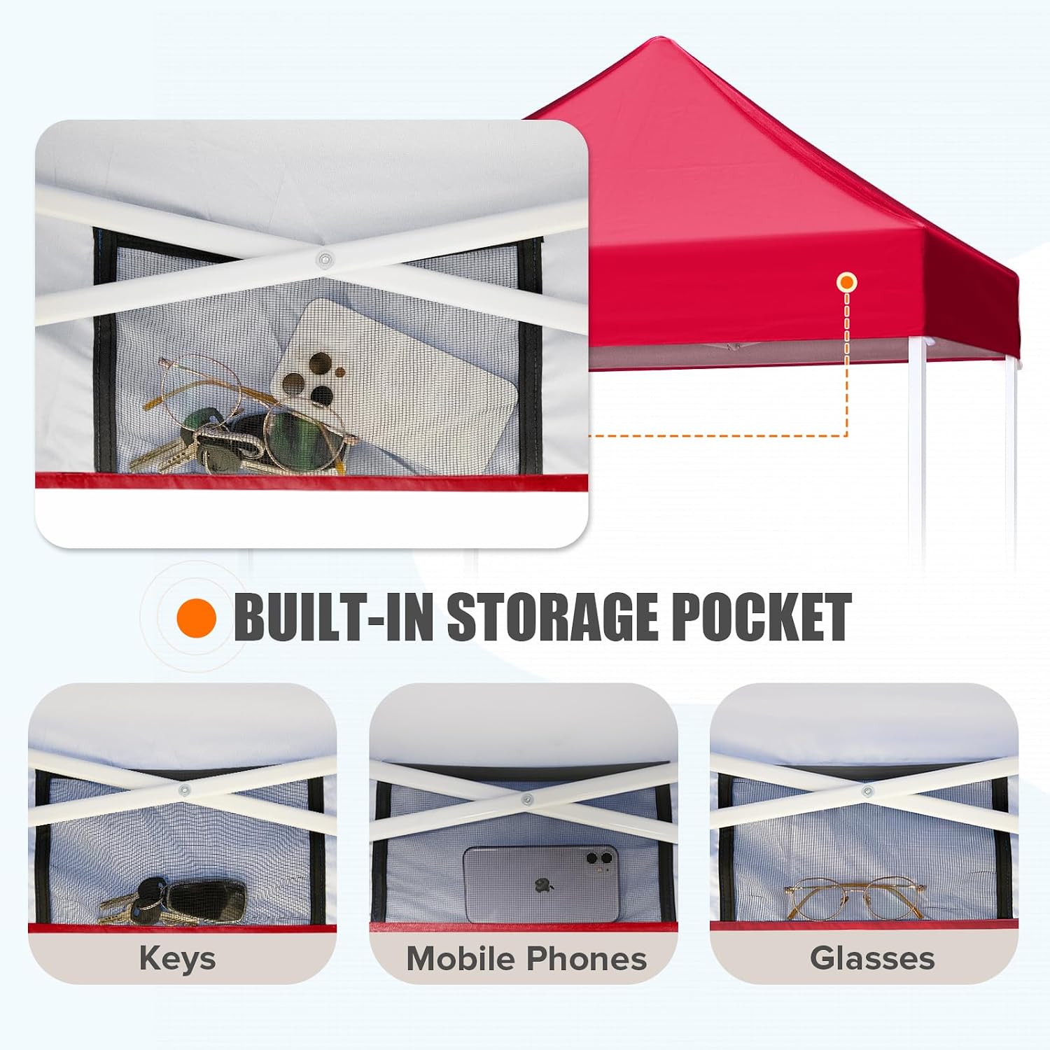 EAGLE PEAK 5x5 Pop Up Canopy Tent Instant Outdoor Canopy Easy Set-up Straight Leg Folding Shelter, Red