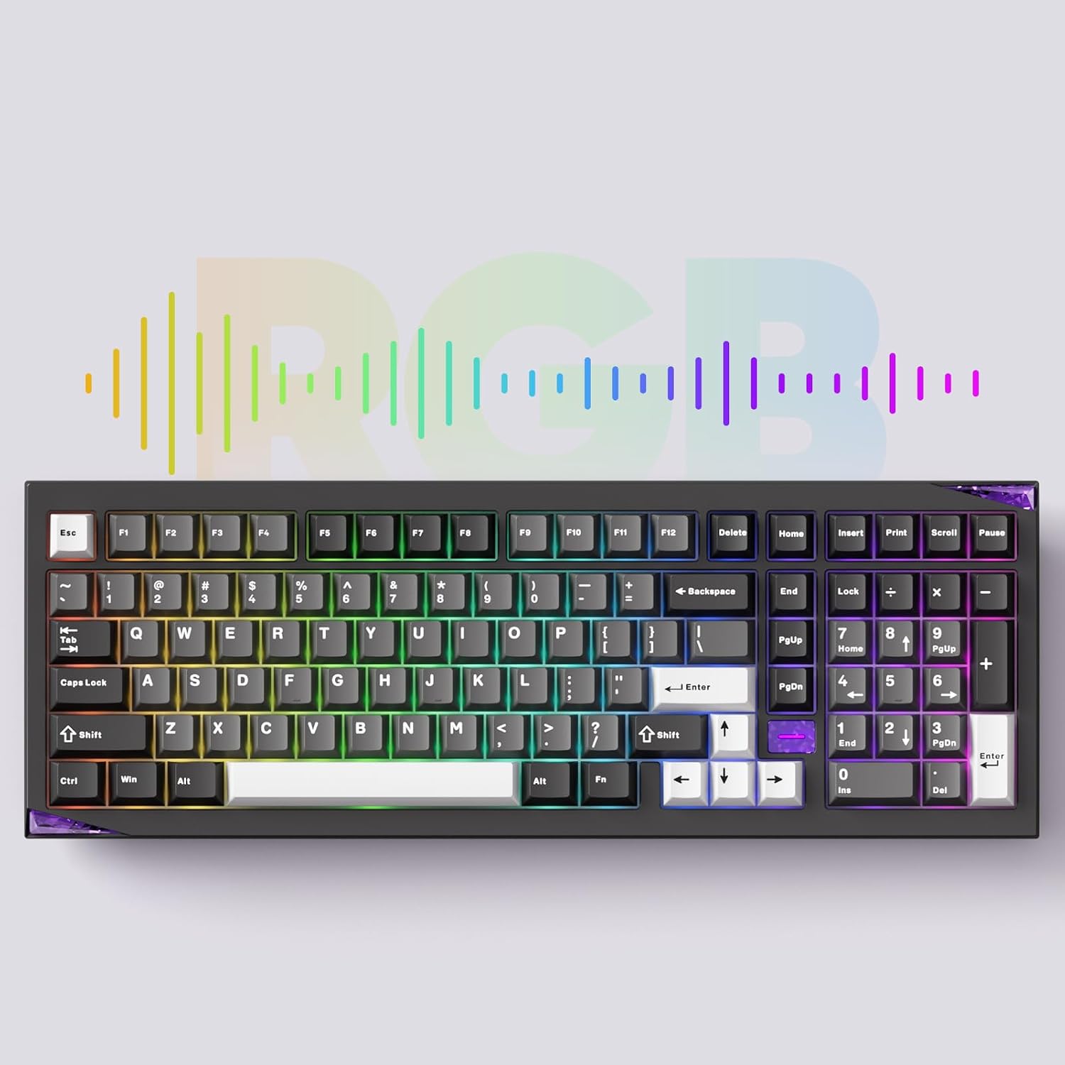 Akko Mineral 02 QMK/VIA Aluminum Mechanical Keyboard Tri-Mode RGB Hot-swappable Wireless Gaming Keyboard, Black and Silver, Pre-lubed Stellar Rose