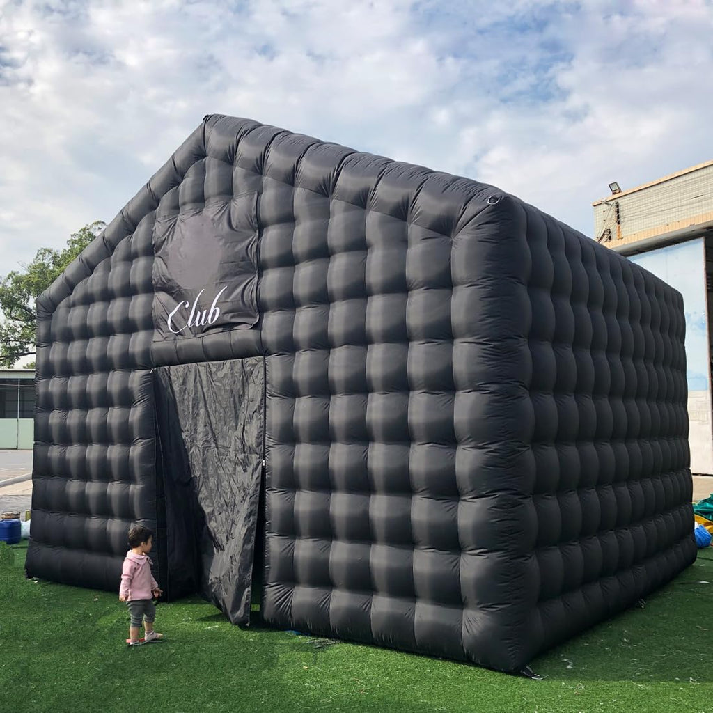 Large Black Inflatable Cube Disco Tent Square Gazebo Event Room Big Mobile Portable Night Club Party Pavilion for Backyard/Outdoor Events(20ftx16.5ft)