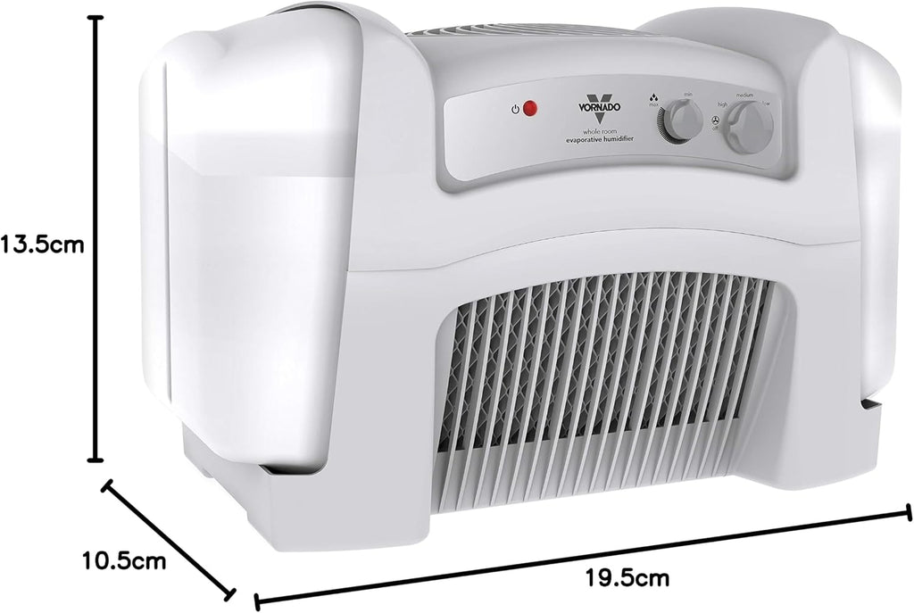 Vornado Evap40 Evaporative Humidifier with Adjustable Humidistat, 4-Gallon Capacity for Large Room Coverage up to 1,000 sq ft, 3 Speed Settings, Easy to Clean Dual Tank