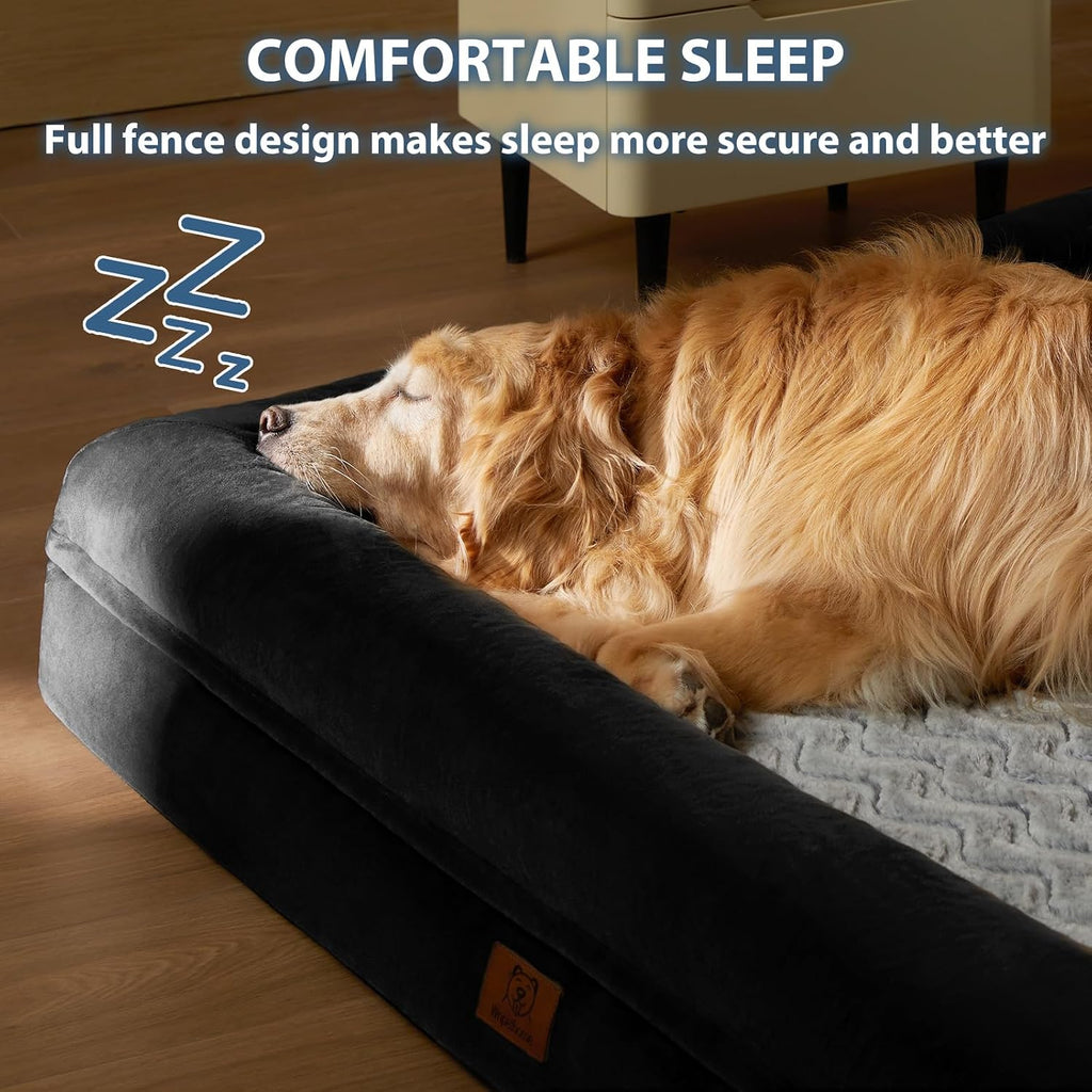 WNPETHOME Giant Dog Bed, Washable Dog Couch with Removable Waterproof Cover, Orthopedic Large Pet Sofa Bed with Bolster Sides for Sleeping
