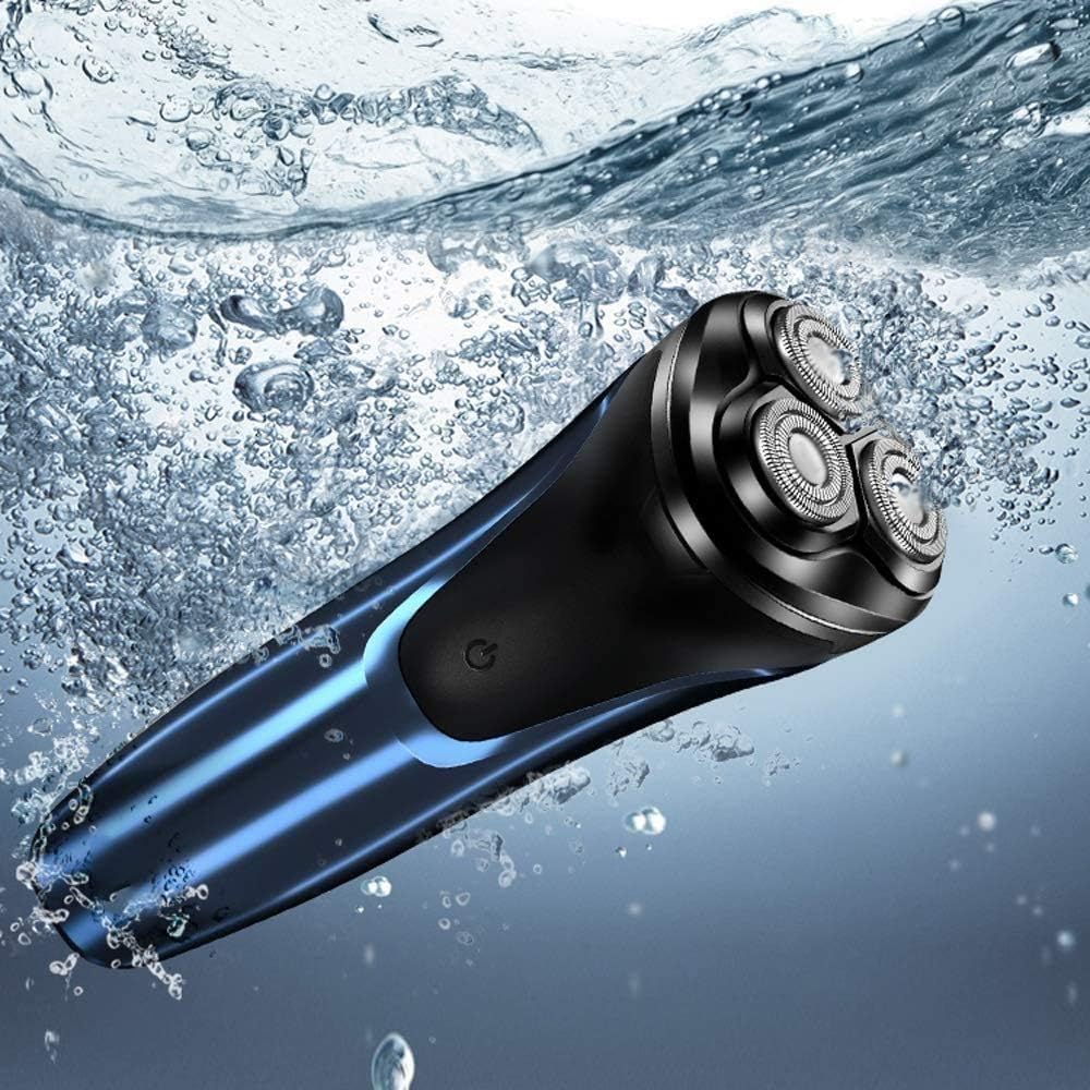 Rechargeable Waterproof Electric Shaver Wet & Dry Rotary Shavers for Men Electric Shaving Razors with Pop-up Trimmer, Blue