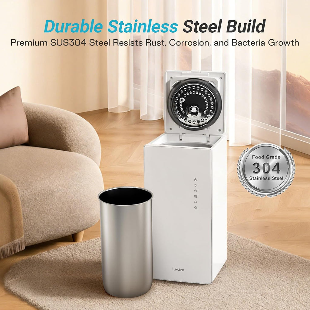 6L Stainless Steel Warm Mist Humidifier with Easy Clean and Warm Steam Function, Healthy Air Mist Humidifiers for Bedroom Living Room, with Sleep Mode and Auto-off Setting