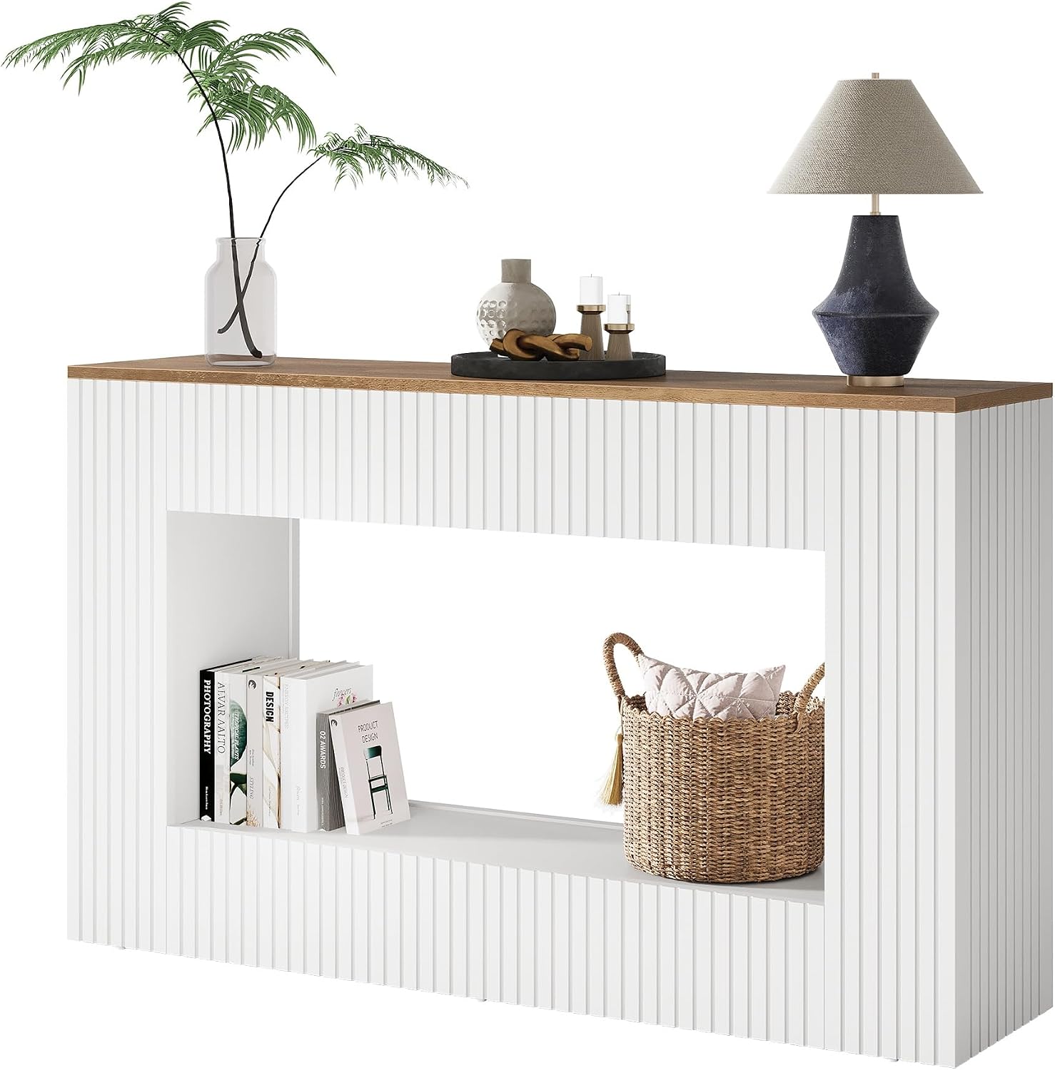 Tribesigns Modern Console Table, 55-Inch Wood Entryway Table with Storage, Narrow Long Sofa Table Behind Couch Table for Living Room, Foyer, Hallway, White